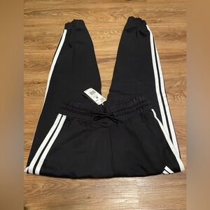 Adidas Women 3Stripe Jogger W/pockets Black/White Sz Medium